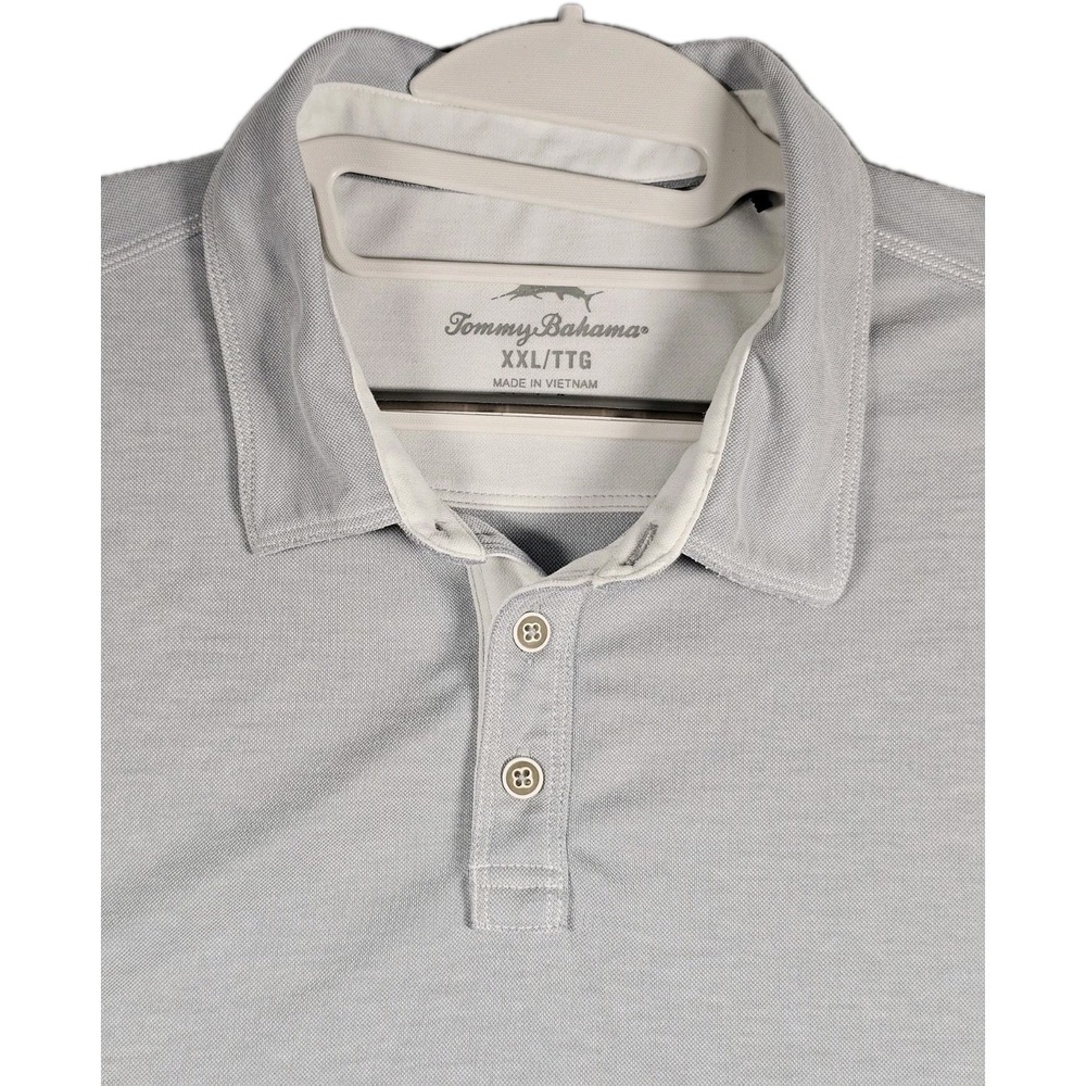 Tommy Bahama Tencel Blend Polo Shirt XXL Light Gray Short Sleeve Island Style